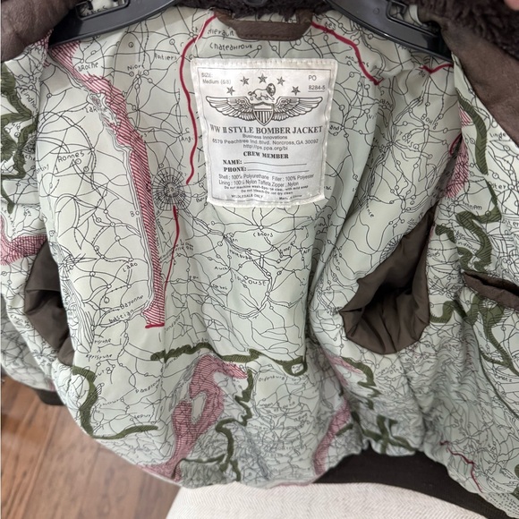 Boy’s Brown Bomber Jacket with Patches Aviator 6-8 - Picture 5 of 6